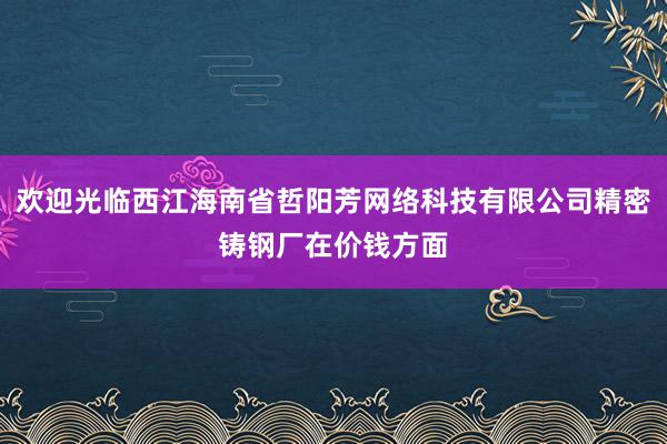 欢迎光临西江海南省哲阳芳网络科技有限公司精密铸钢厂在价钱方面
